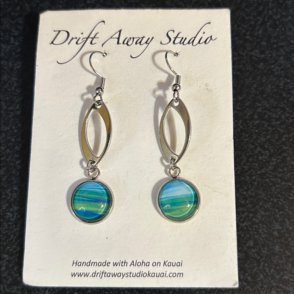 Silver Earrings With Blue Accents